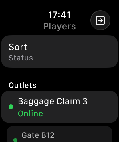 Apple Watch showing a list of signs with their status.