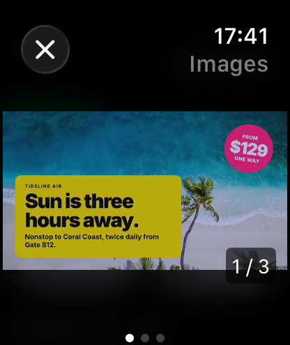 Apple Watch showing a recent screenshot from a sign.
